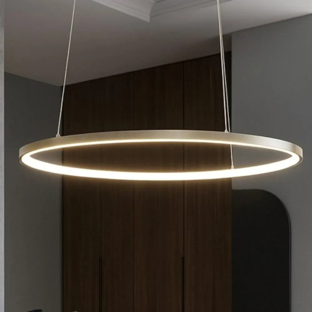 Lampadari Moderni-Selezionato da Mazzolaluce Lampadario moderno cerchio 60cm oro led per soggiorno