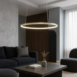Lampadari Moderni-Selezionato da Mazzolaluce Lampadario moderno cerchio 60cm oro led per soggiorno