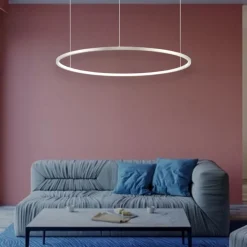 Lampadari Moderni-Selezionato da Mazzolaluce Lampadario moderno cerchio grigio 80cm led 46w 3000k dimmerabile