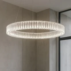 Lampadari Moderni-Selezionato da Mazzolaluce Lampadario moderno cerchio led di cristallo trasparente