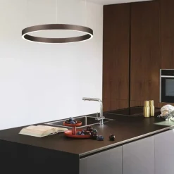 Lampadari Moderni-Selezionato da Mazzolaluce Lampadario moderno cerchio marrone led 60w 3000k