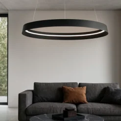 Lampadari Moderni-Selezionato da Mazzolaluce Lampadario moderno cerchio nero 60cm led 52w 2700k 3000k dimmerabile