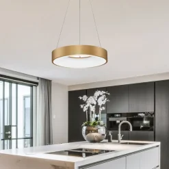 Lampadari Moderni-Selezionato da Mazzolaluce Lampadario moderno 38cm oro cerchio led 30w 3000k