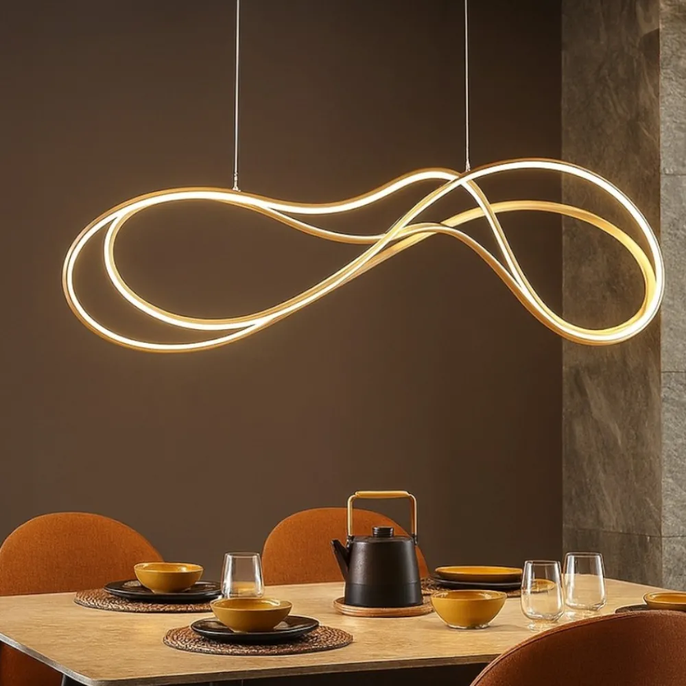 Lampadari Moderni-Selezionato da Mazzolaluce Lampadario moderno colore oro led da 2300k a 4000k per soggiorno
