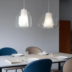 Lampadari Moderni-Top Light Lampadario moderno con decentrato vetri trasparenti per soggiorno