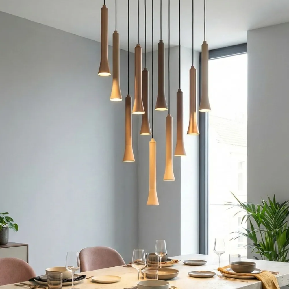 Lampadari Moderni-Selezionato da Mazzolaluce Lampadario moderno con pendenti led da 2700k a 4000k per soggiorno