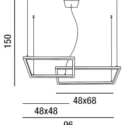 Lampadari Moderni-Perenz Illuminazione Lampadario moderno cross nero perenz led 64w cct 3000k 4000k 6000k