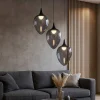 Lampadari Moderni-Selezionato da Mazzolaluce Lampadario moderno da salotto led 3000k 3 luci a sospensione vetro fume