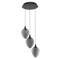 Lampadari Moderni-Selezionato da Mazzolaluce Lampadario moderno da salotto led 3000k 3 luci a sospensione vetro fume
