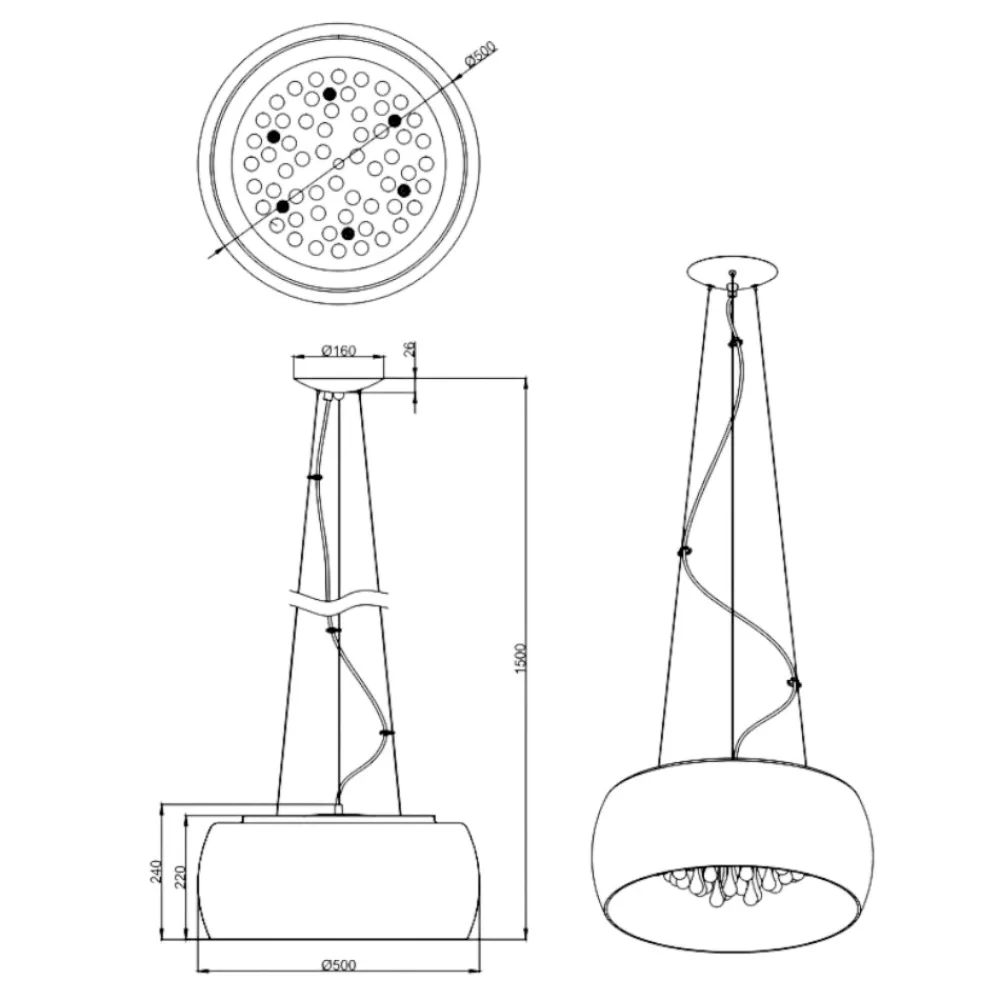 Lampadari Moderni-Selezionato da Mazzolaluce Lampadario moderno da salotto tondo con pendenti in vetro