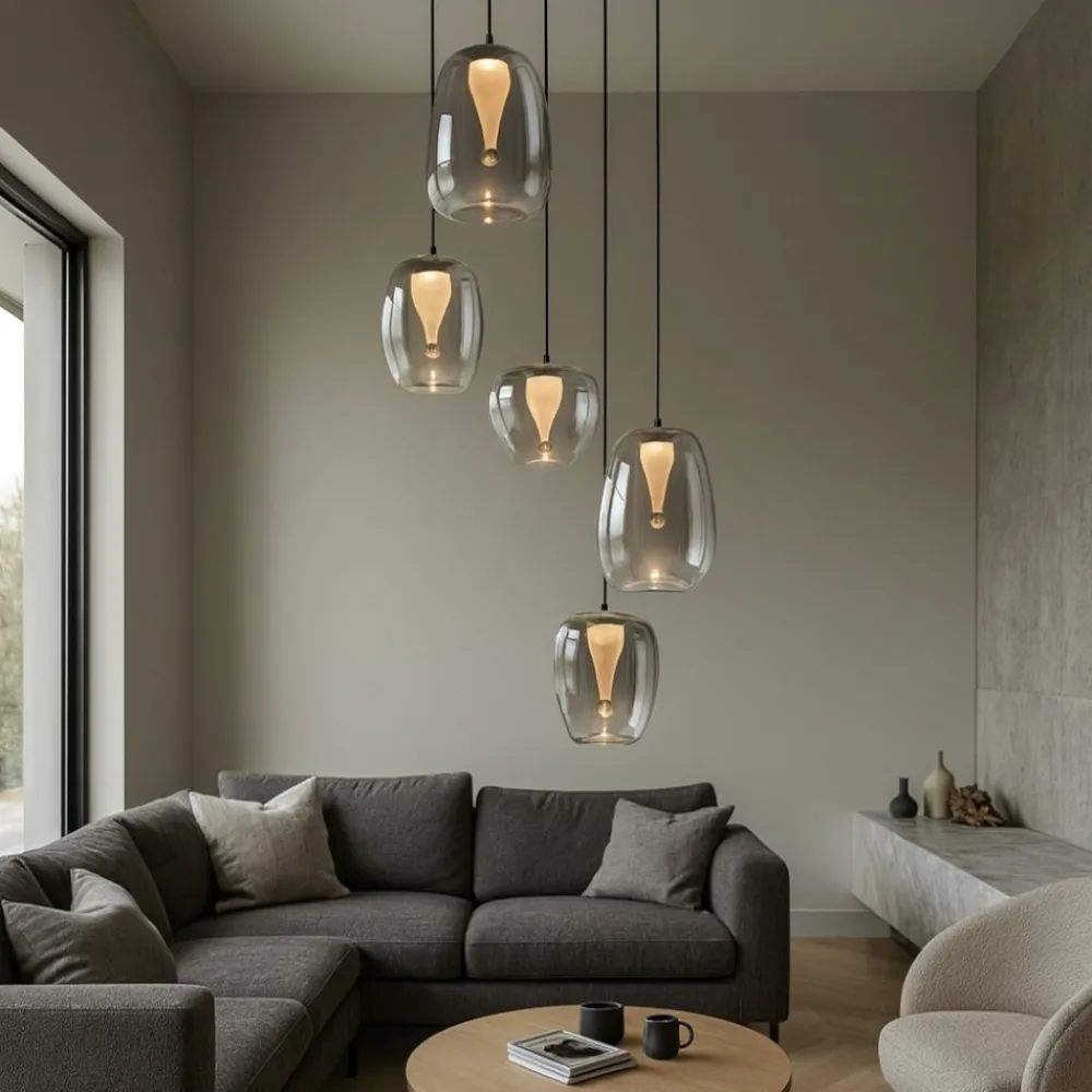 Lampadari Moderni-Selezionato da Mazzolaluce Lampadario moderno da salotto led 3000k vetri design moderno