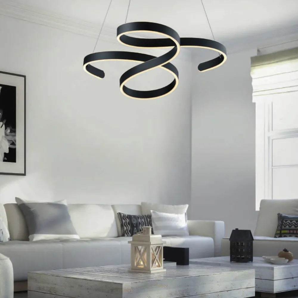 Lampadari Moderni-Selezionato da Mazzolaluce Lampadario moderno da soggiorno led 3000k dimmerabile antracite