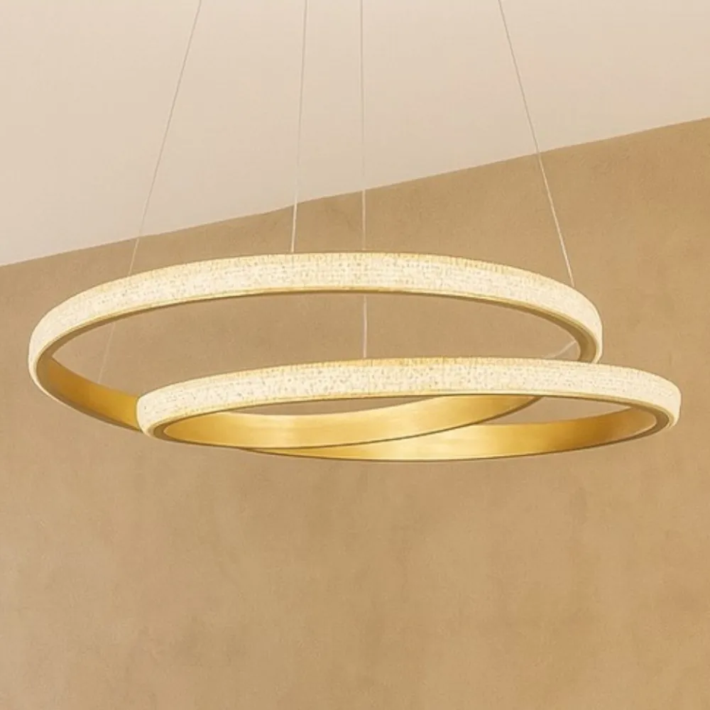 Lampadari Moderni-Selezionato da Mazzolaluce Lampadario moderno design circolare oro led per soggiorno