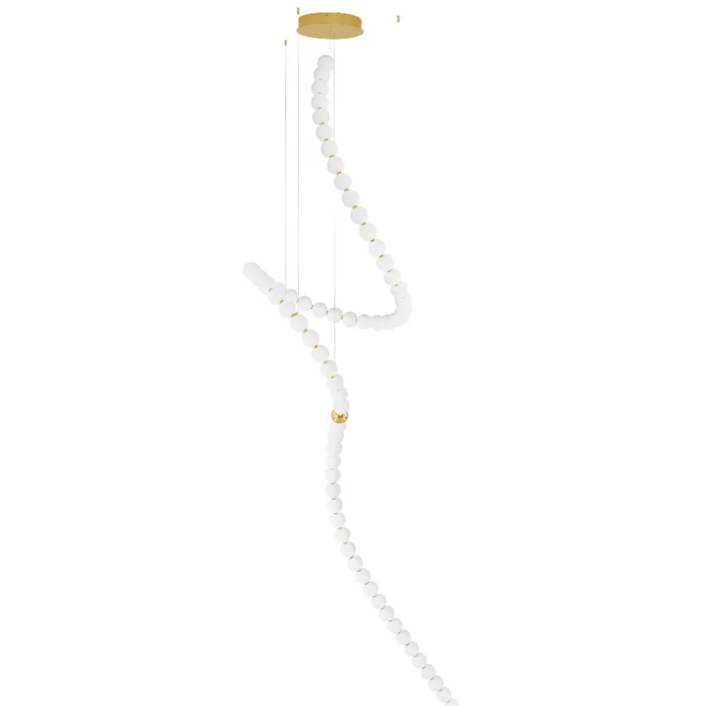 Lampadari Moderni-Selezionato da Mazzolaluce Lampadario moderno design dettagli oro led 3000k vetro bianco opaco e oro