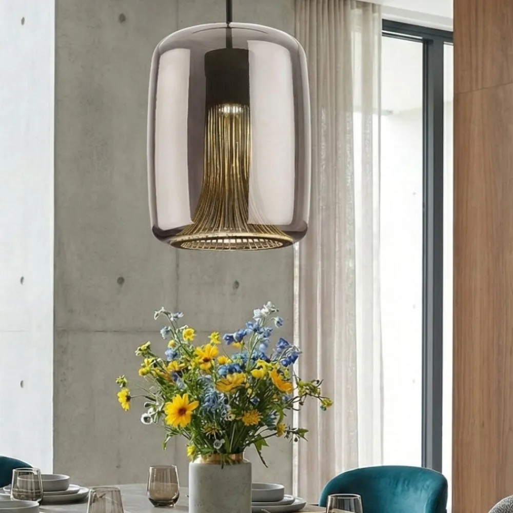 Lampadari Moderni-Selezionato da Mazzolaluce Lampadario moderno di vetro trasparente cromo per illuminazione tavolo