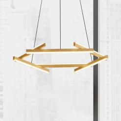 Lampadari Moderni-Selezionato da Mazzolaluce Lampadario moderno geometrico led 3000k oro dimmerabile