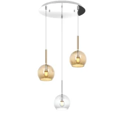 Lampadari Moderni-Top Light Lampadario moderno grappolo 3 vetri trasparente ambra