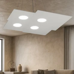 Lampadari Moderni-Top Light Lampadario moderno grigio design per ufficio toplight plate