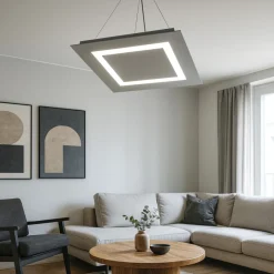 Lampadari Moderni-Top Light Lampadario moderno grigio led 80w carpet per ufficio