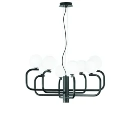 Lampadari Moderni-Ondaluce Lampadario moderno jeppy nero bocce vetro bianco