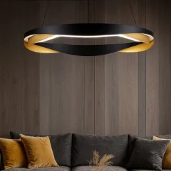 Lampadari Moderni-Selezionato da Mazzolaluce Lampadario moderno led cerchio design nero oro moderna