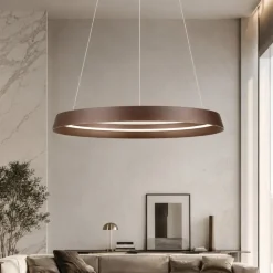Lampadari Moderni-Selezionato da Mazzolaluce Lampadario moderno led circolare caffe spazzolato