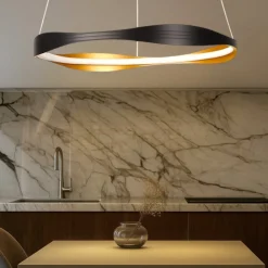 Lampadari Moderni-Selezionato da Mazzolaluce Lampadario moderno led 32w da 2700k a 5000k nero oro per soggiorno