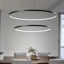 Lampadari Moderni-Affralux Lampadario moderno led 58w 3200k cerchi nero aluring