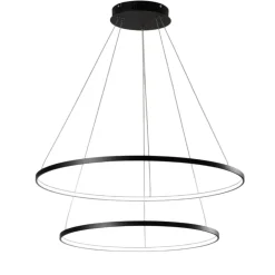 Lampadari Moderni-Affralux Lampadario moderno led 58w 3200k cerchi nero aluring