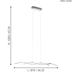 Lampadari Moderni-Eglo Lampadario moderno led 20w 3000k cromato per soggiorno lasana