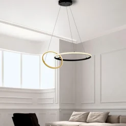 Lampadari Moderni-Selezionato da Mazzolaluce Lampadario moderno led 36w 3000k dimmerabile nero oro moderna