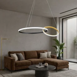 Lampadari Moderni-Selezionato da Mazzolaluce Lampadario moderno led 36w 3000k dimmerabile nero oro moderna