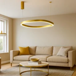 Lampadari Moderni-Gea Luce Lampadario moderno led 60w 3000k criseide quadrato oro