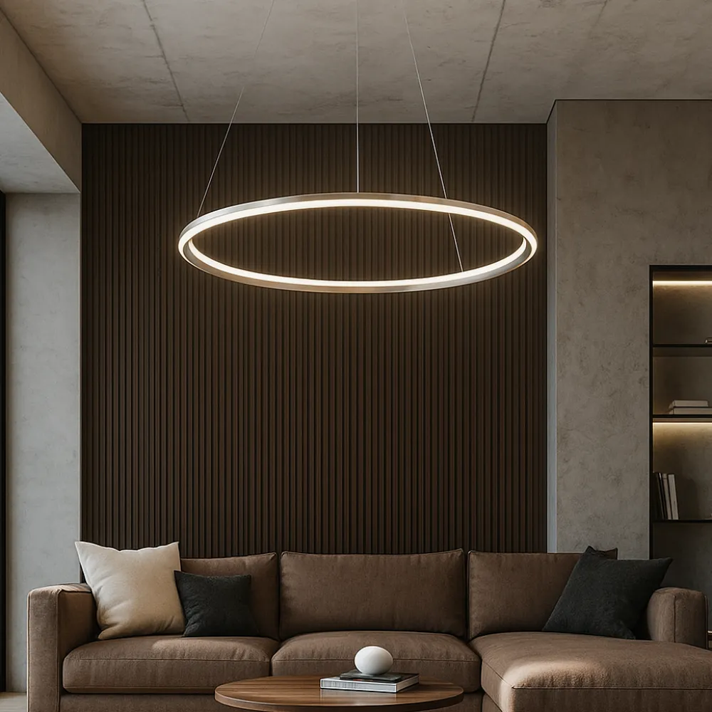 Lampadari Moderni-Perenz Illuminazione Lampadario moderno led 98w 3000k grigio titanio edge perenz