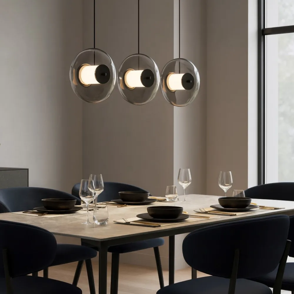Lampadari Moderni-Selezionato da Mazzolaluce Lampadario moderno led 24w 3000k nero per soggiorno