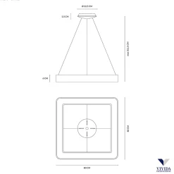 Lampadari Moderni-Vivida International Lampadario 80 moderno led 80w 3000k quadrato inner s vivida