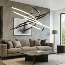 Lampadari Moderni-Top Light Lampadario moderno led 69w 4000k tornado nero toplight per soggiorno