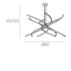 Lampadari Moderni-Top Light Lampadario moderno led 69w 4000k tornado nero toplight per soggiorno