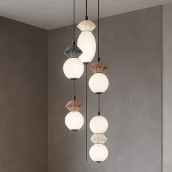 Lampadari Moderni-Selezionato da Mazzolaluce Lampadario moderno 5 luci a sospensione led 3000k vetro ceramica