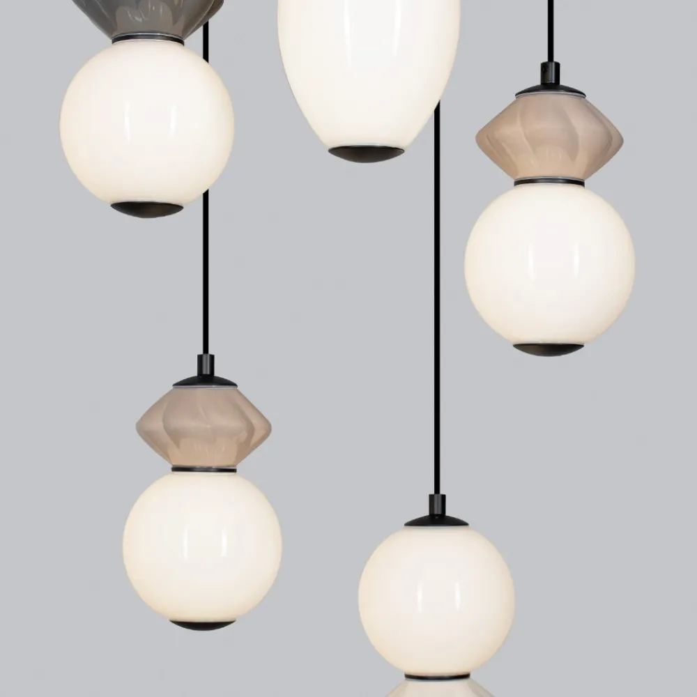 Lampadari Moderni-Selezionato da Mazzolaluce Lampadario moderno 5 luci a sospensione led 3000k vetro ceramica