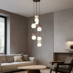 Lampadari Moderni-Selezionato da Mazzolaluce Lampadario moderno 5 luci a sospensione led 3000k vetro ceramica
