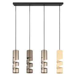 Lampadari Moderni-Selezionato da Mazzolaluce Lampadario moderno 4 luci cilindri beige e caffe moderna