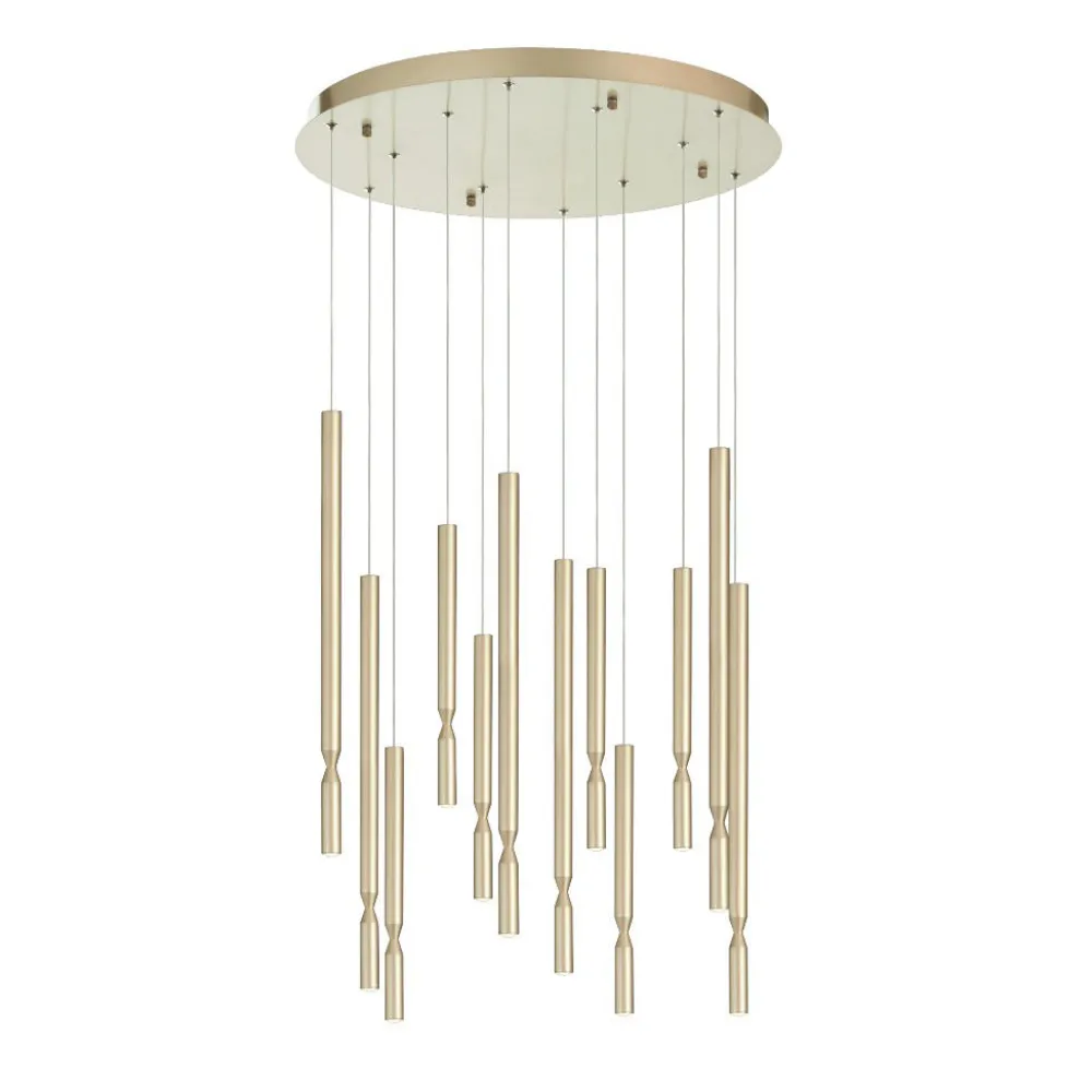 Lampadari Moderni-Ondaluce Lampadario moderno 12 luci led 3000k so tubic oro dimmerabile