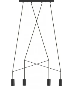 Lampadari Moderni-Selezionato da Mazzolaluce Lampadario moderno 4 luci nere per tavolo da soggiorno