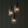 Lampadari Moderni-Selezionato da Mazzolaluce Lampadario moderno 3 luci nero vetri fume per soggiorno