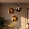 Lampadari Moderni-Top Light Lampadario moderno 3 luci vetri cromo rame oro future