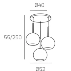 Lampadari Moderni-Top Light Lampadario moderno 3 luci vetri cromo rame oro future