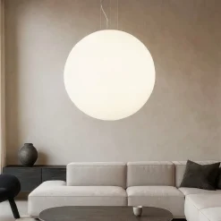 Lampadari Moderni-Ideal Lux Lampadario moderno mapa bianco sp1 d50 boccia di vetro bianco 50cm
