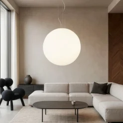 Lampadari Moderni-Ideal Lux Lampadario moderno mapa bianco sp1 d50 boccia di vetro bianco 50cm