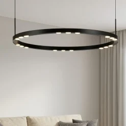 Lampadari Moderni-Selezionato da Mazzolaluce Lampadario moderno nero anello led 3000k per soggiorno